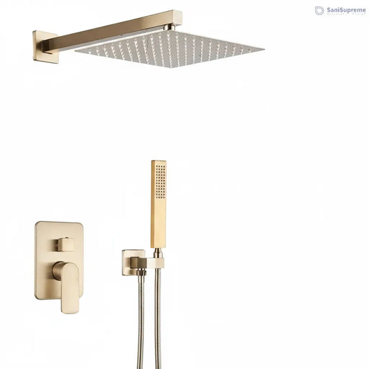 SaniSupreme Doucheset Vienna 30x30 cm. regendouche vierkant 2-weg goud brushed Sanisupreme