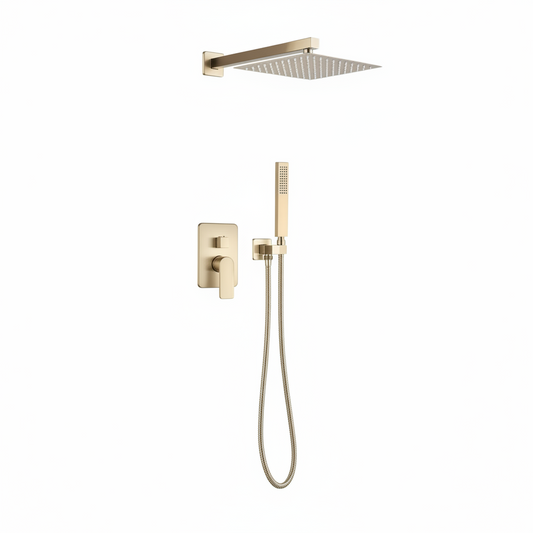 SaniSupreme Doucheset Vienna 16 inch 40x40 cm regendouche vierkant 2-weg goud brushed Sanisupreme