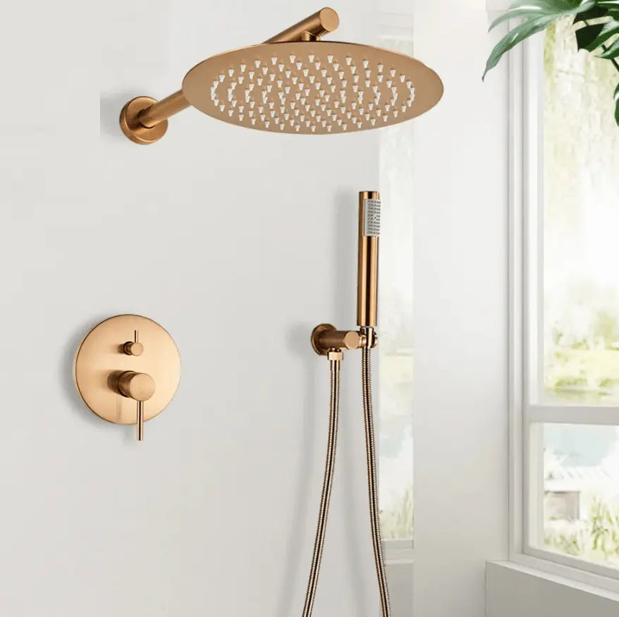 SaniSupreme Doucheset Yosemite 12 inch regendouche rond 2 - weg koper glans inbouw