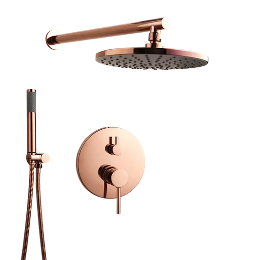 SaniSupreme Doucheset Yosemite 12 inch regendouche rond 2 - weg koper glans inbouw