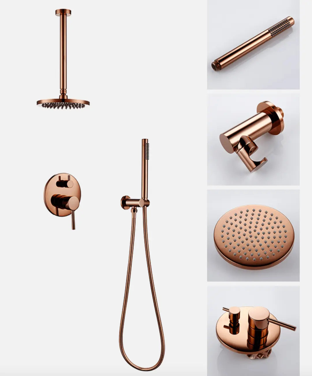 SaniSupreme Doucheset Yosemite 12 inch regendouche rond 2 - weg koper glans inbouw