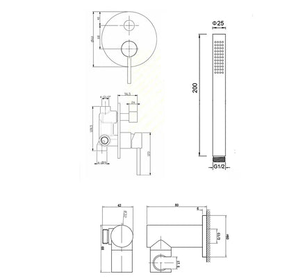 SaniSupreme Doucheset Yosemite 12 inch regendouche rond 2 - weg koper glans inbouw