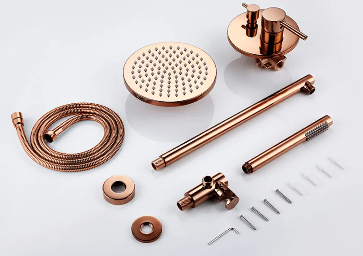 SaniSupreme Doucheset Yosemite 12 inch regendouche rond 2 - weg koper glans inbouw