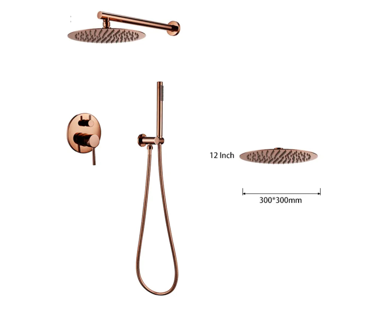 SaniSupreme Doucheset Yosemite 12 inch regendouche rond 2 - weg koper glans inbouw