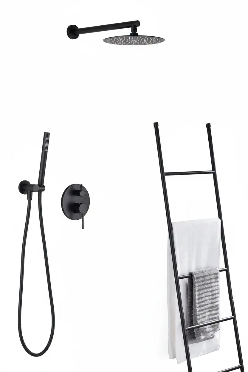 SaniSupreme Doucheset Yosemite 30 cm. regendouche rond 2-weg zwart inbouw Sanisupreme