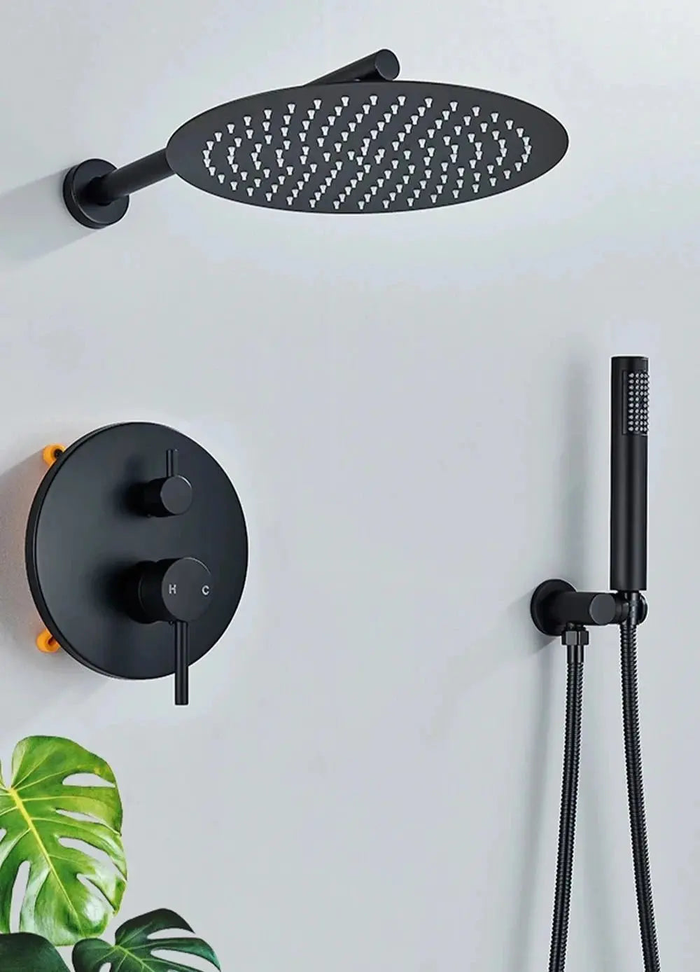 SaniSupreme Doucheset Yosemite 30 cm. regendouche rond 2 - weg zwart inbouw