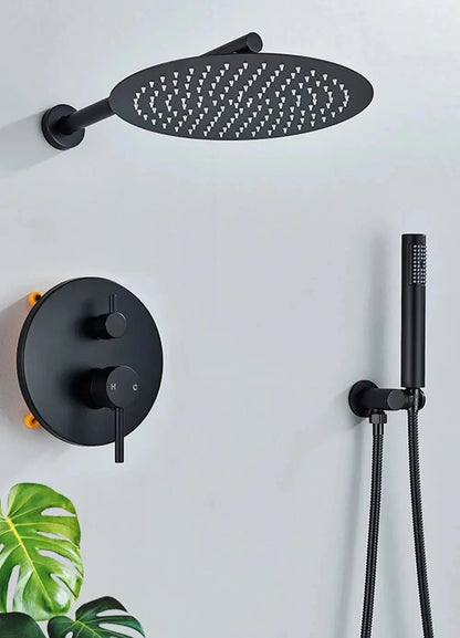 SaniSupreme Doucheset Yosemite 30 cm. regendouche rond 2 - weg zwart inbouw