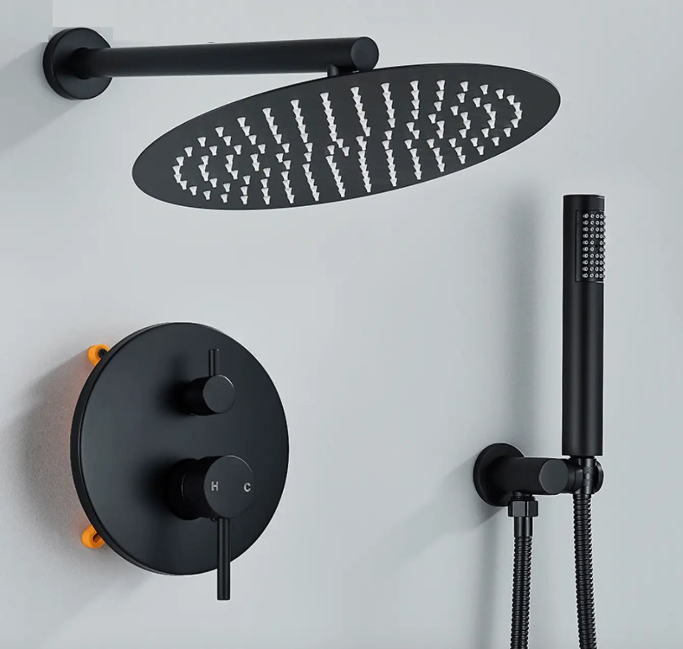 SaniSupreme Doucheset Yosemite 40 cm. regendouche rond 2 - weg zwart inbouw