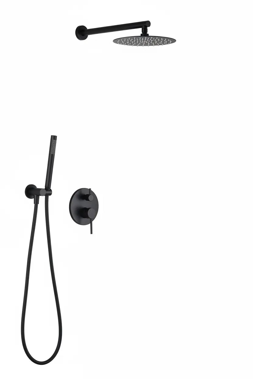 SaniSupreme Doucheset Yosemite 40 cm. regendouche rond 2-weg zwart inbouw Sanisupreme