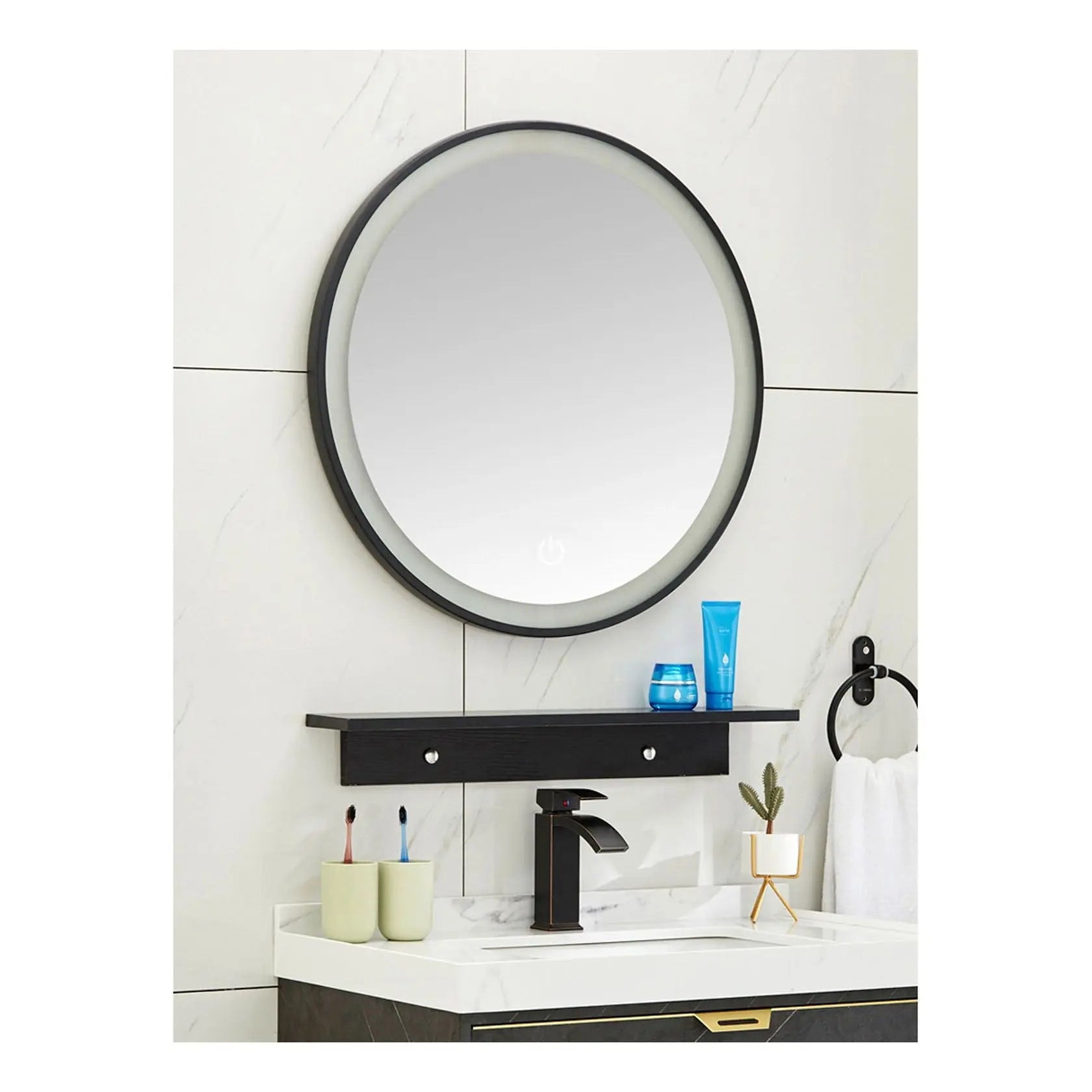 SaniSupreme Fabricio Aqua HighLine badkamerspiegel rond diameter 80 cm. met led verlichting, verwarming en touch schakelaar