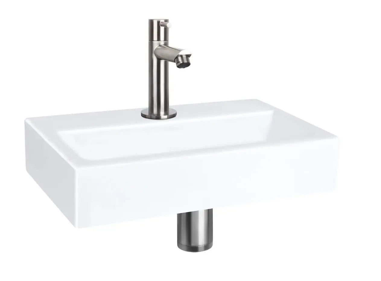 Sanisupreme Flat fonteinset – keramiek – kraan recht mat chroom