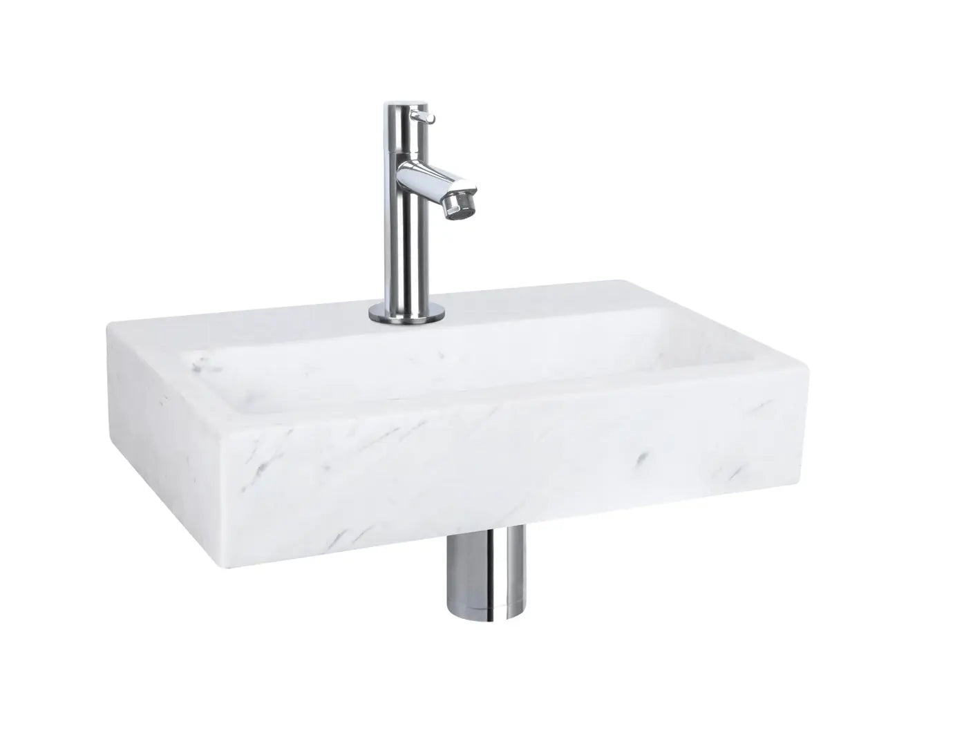 Sanisupreme Flat fonteinset – Marmer – Kraan recht mat chroom