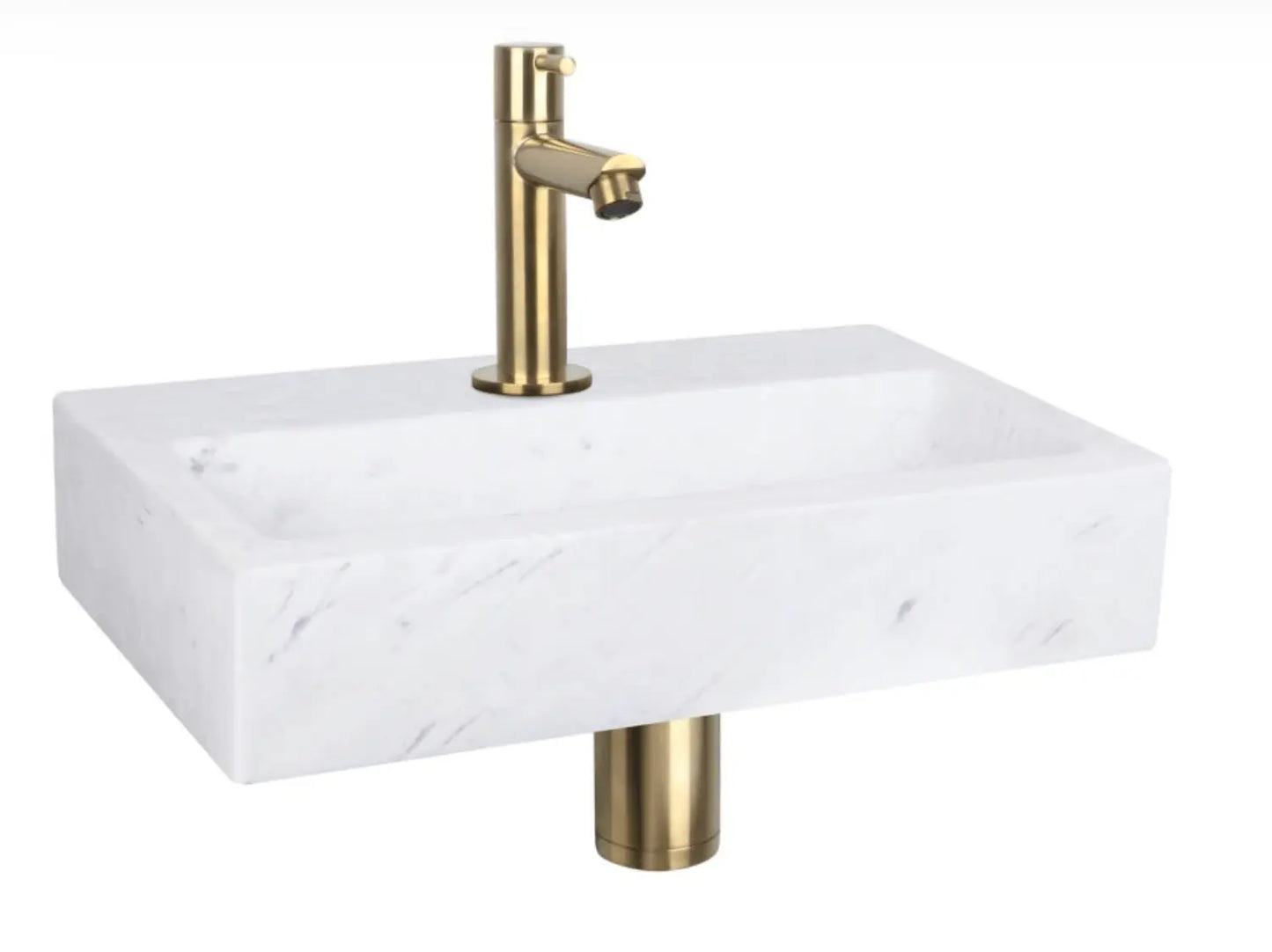 Sanisupreme Flat fonteinset – Marmer – Kraan recht mat goud