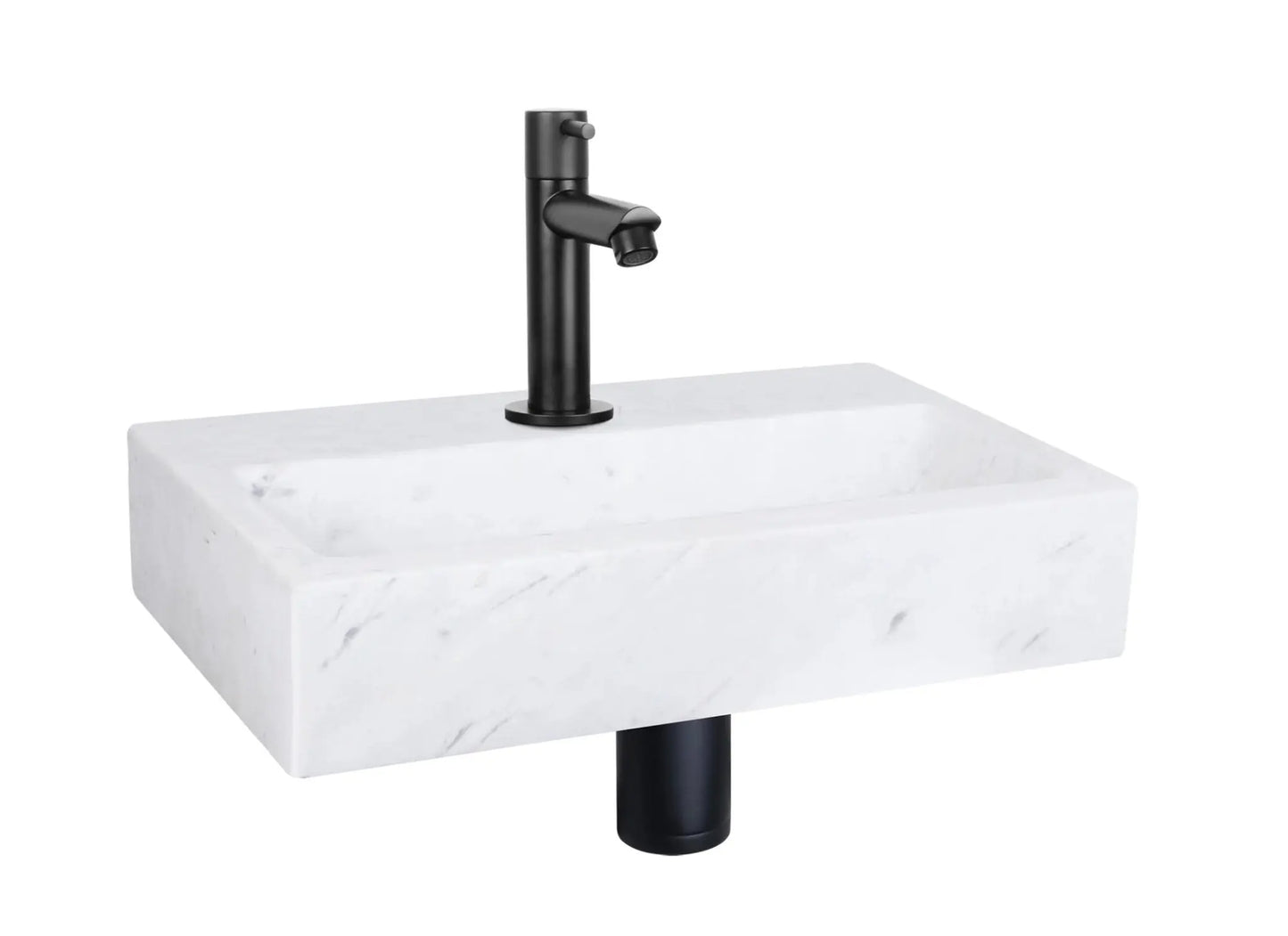 Sanisupreme Flat fonteinset – Marmer – Kraan recht mat zwart