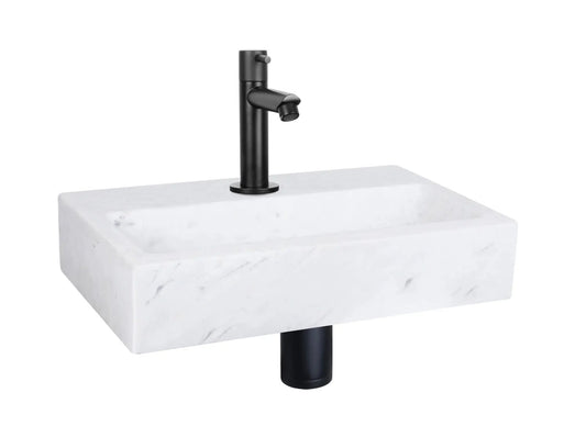 Sanisupreme Flat fonteinset – Marmer – Kraan recht mat zwart