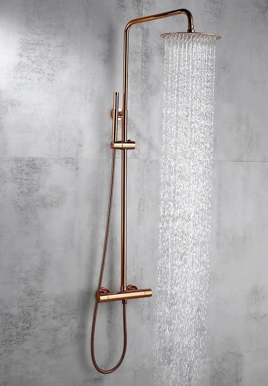 SaniSupreme Florence opbouw doucheset Thermostatisch 8 inch regendouche glans koper