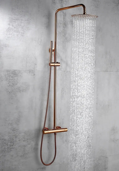 SaniSupreme Florence opbouw doucheset Thermostatisch 8 inch regendouche glans koper