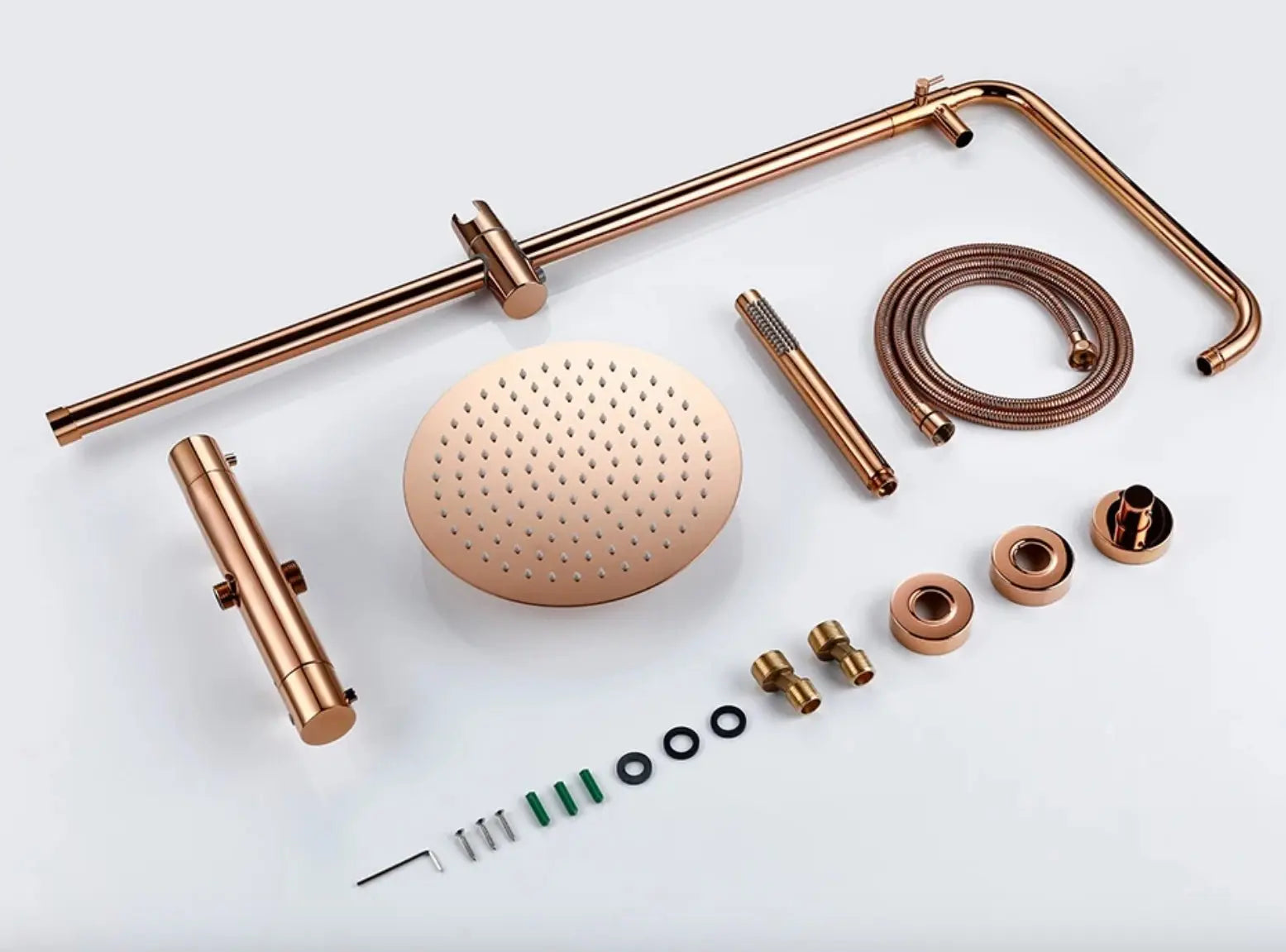 SaniSupreme Florence opbouw doucheset Thermostatisch 8 inch regendouche glans koper