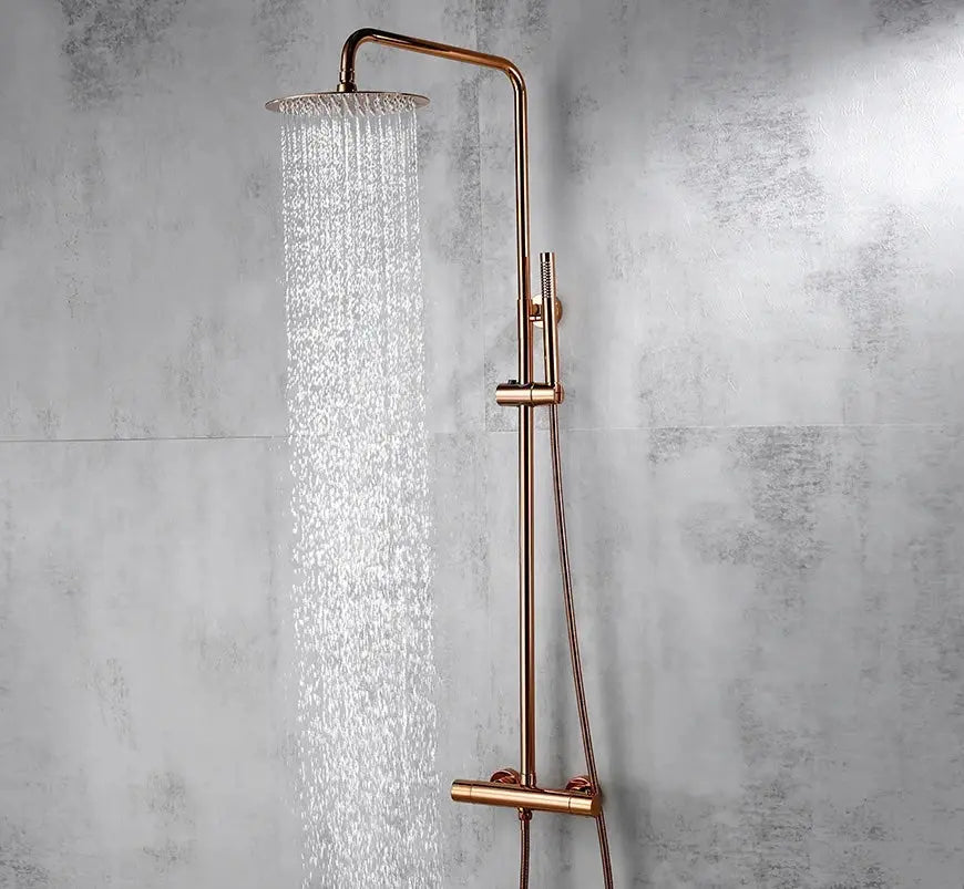 SaniSupreme Florence opbouw doucheset Thermostatisch 8 inch regendouche glans koper