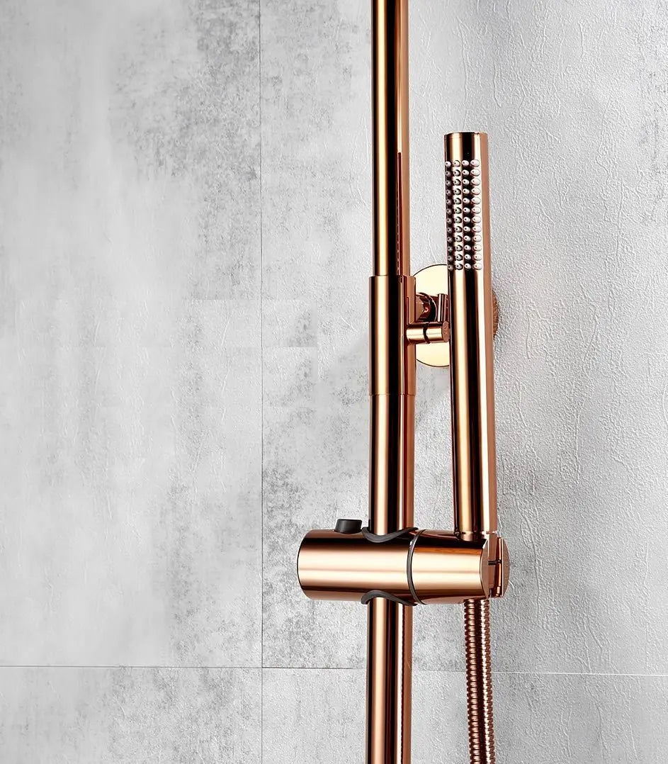 SaniSupreme Florence opbouw doucheset Thermostatisch 8 inch regendouche glans koper