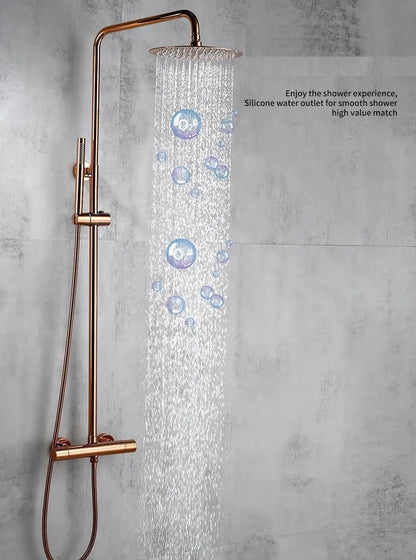 SaniSupreme Florence opbouw doucheset Thermostatisch 8 inch regendouche glans koper