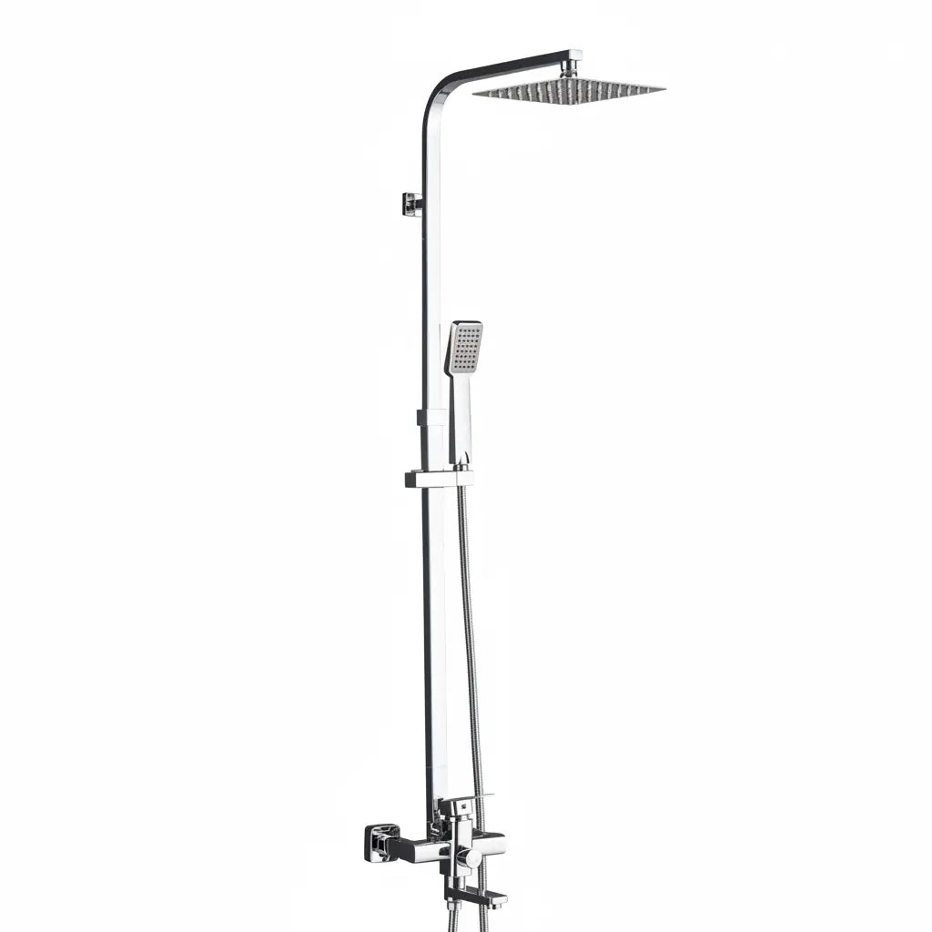 SaniSupreme Florida opbouw bad doucheset met baduitloop 30 cm RVS douchekop regendouche chroom vierkant