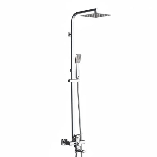 SaniSupreme Florida opbouw bad doucheset met baduitloop 30 cm RVS douchekop regendouche chroom vierkant