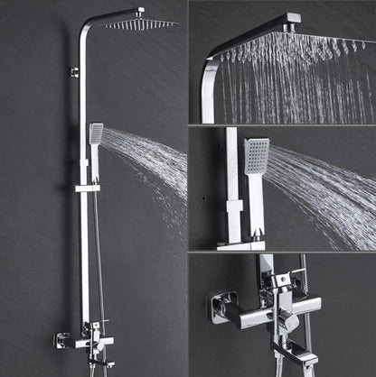 SaniSupreme Florida opbouw bad doucheset met baduitloop 12 inch RVS douchekop regendouche chroom vierkant