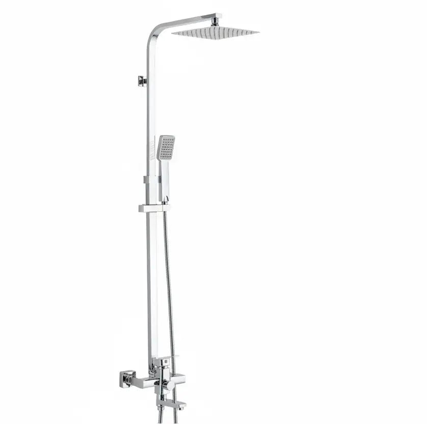 SaniSupreme Florida opbouw bad doucheset met baduitloop 20 cm. regendouche chroom vierkant Sanisupreme