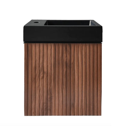 SaniSupreme Fonteinset Bali walnoot onderkast met wastafel (L+R) mat wit