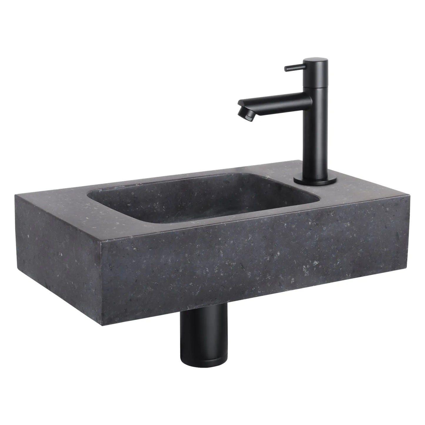 Sanisupreme Fonteinset Bombai black – Natuursteen – Kraan recht mat zwart