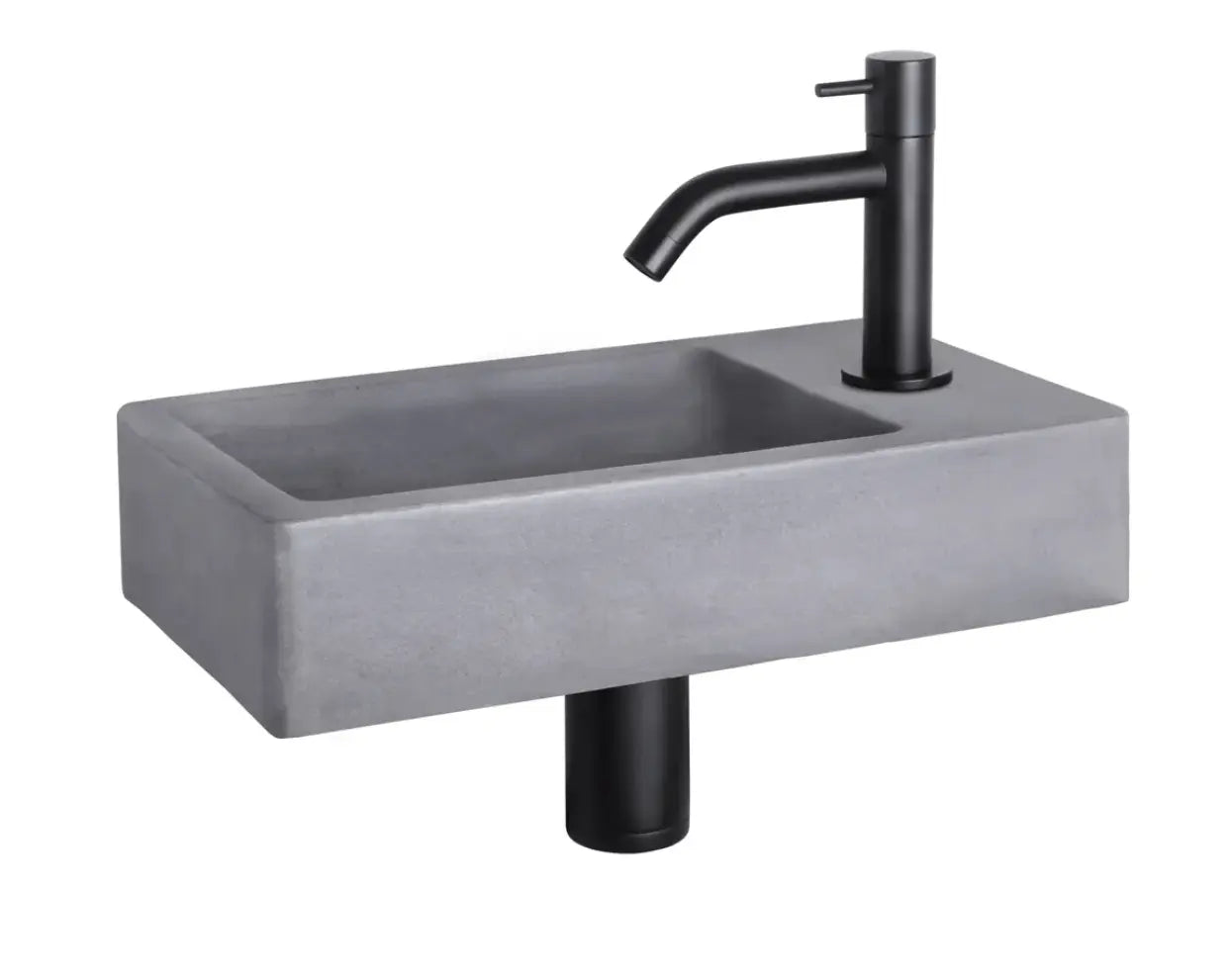 Sanisupreme Force fonteinset – Beton donkergrijs – Kraan gebogen mat zwart