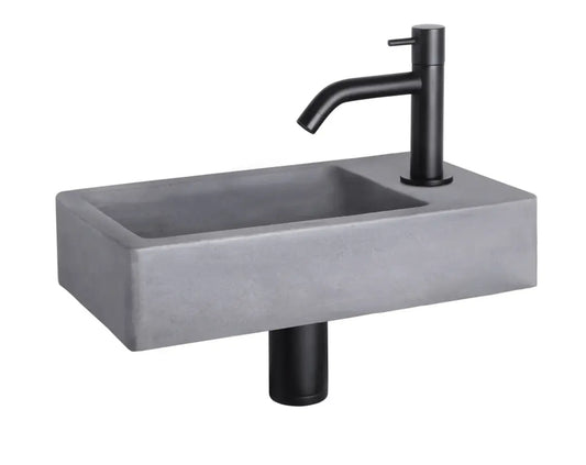 Sanisupreme Force fonteinset – Beton donkergrijs – Kraan gebogen mat zwart