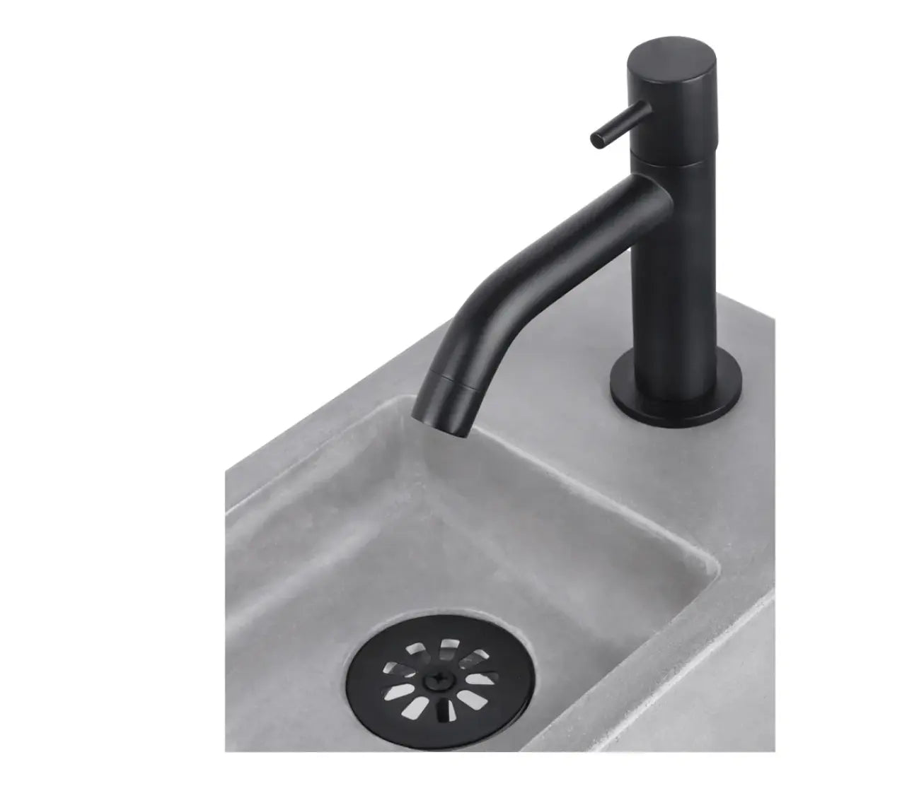 Sanisupreme Force fonteinset – Beton donkergrijs – Kraan gebogen mat zwart