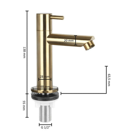 SaniSupreme goud koudwater kraan/fonteinkraan toilet rechte uitloop