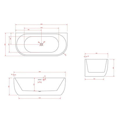 SaniSupreme half vrijstaand AquaTherme Plus met push - up acryl wit glans 180x80
