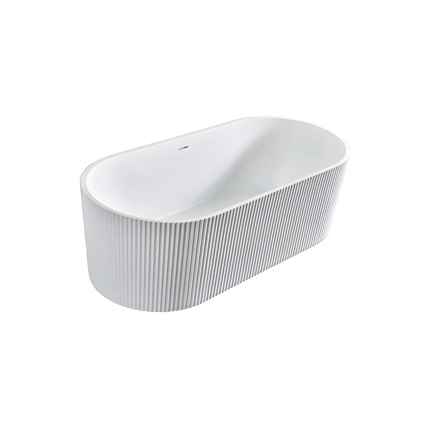 SaniSupreme half vrijstaand Bad AquaRondo Acryl Verticale Ribbel Wandmontage 170x80x58 cm Mat Wit