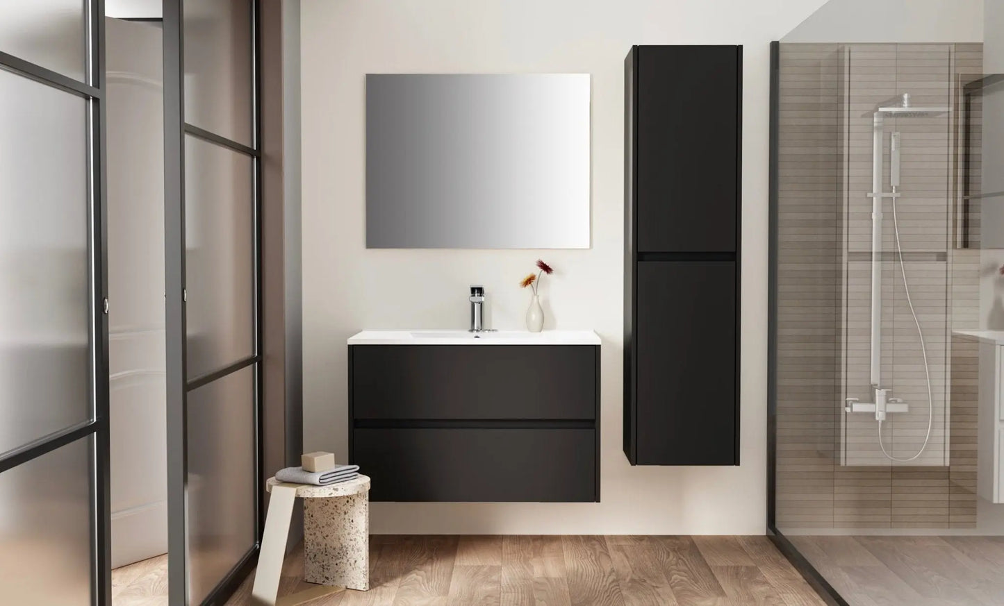 Sanisupreme Hayat Kolomkast Zwart Eiken 35X135X35 cm