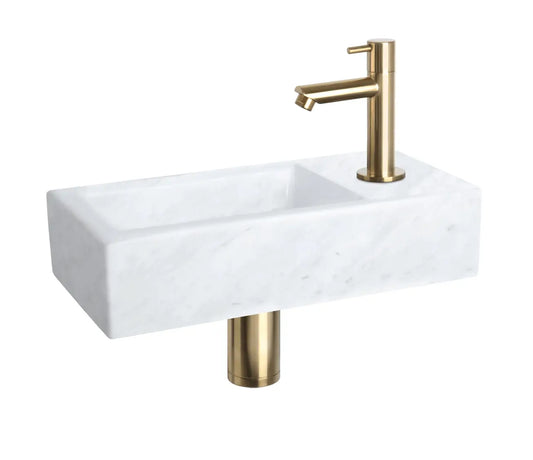 Sanisupreme Helios fonteinset – Marmer – Kraan recht mat goud