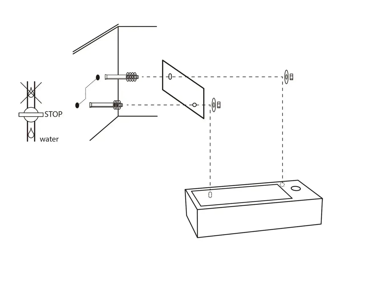 Sanisupreme Helios fonteinset – marmer – kraan recht mat zwart