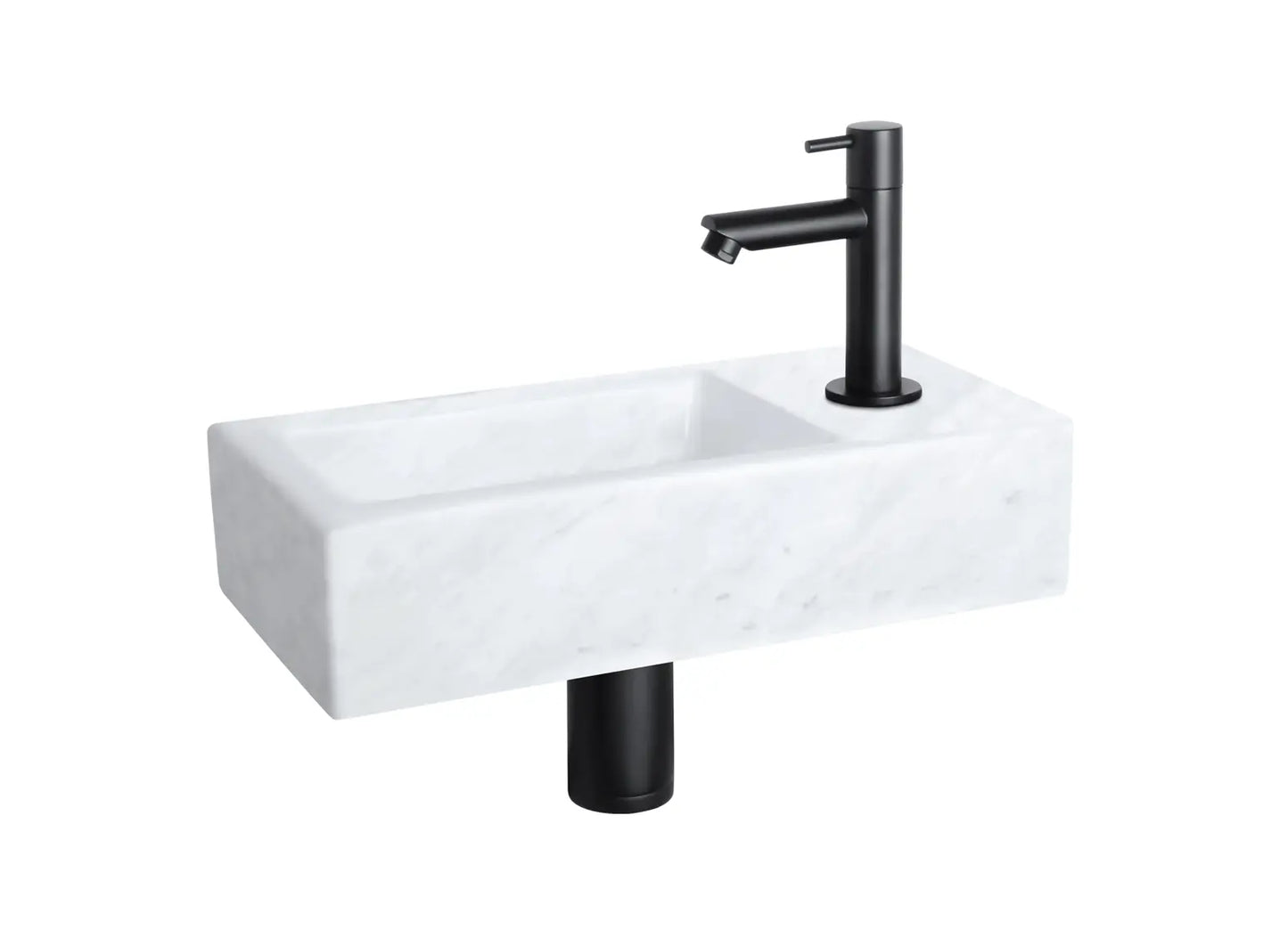 Sanisupreme Helios fonteinset – marmer – kraan recht mat zwart