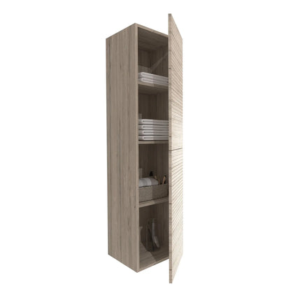 SaniSupreme® HighLine Elite Kolomkast Badmeubel 135x35x35 cm met Horizontaal Reliëf Licht Hout