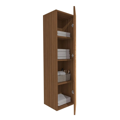 SaniSupreme® HighLine Elite Kolomkast Badmeubel 135x35x35 cm met Horizontaal Reliëf Walnoot