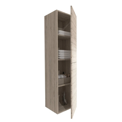 SaniSupreme® HighLine Elite Kolomkast Badmeubel 160x42x42 cm met Horizontaal Reliëf Licht Hout