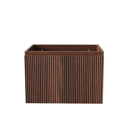 SaniSupreme® HighLine Elite Complete Set Vrijstaande Wastafel Onderkast Badmeubel 60x45x40 cm-Horizontaal Reliëf Donker Eik