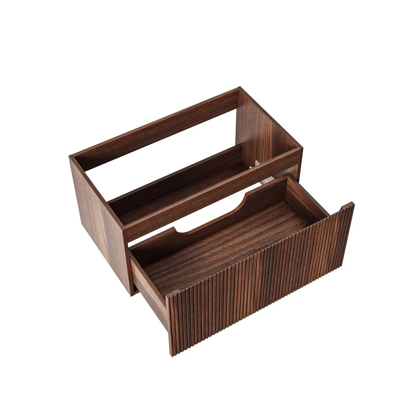 SaniSupreme® HighLine Elite Komplete Set Vrijstaande Wastafel Onderkast Badmeubel 80x45x40 cm-Horizontaal Reliëf Donker Eik