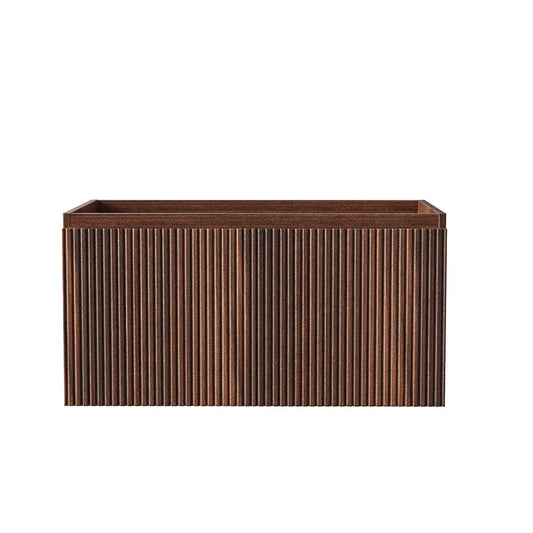 SaniSupreme® HighLine Elite Vrijstaande Wastafel Onderkast Badmeubel 80x45x40 cm met Horizontaal Reliëf Donker Eik