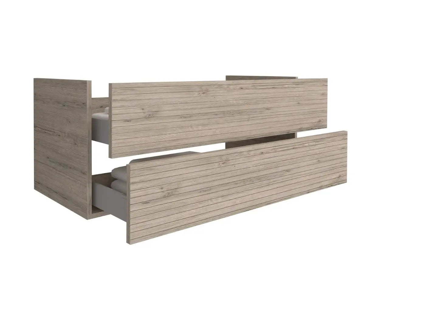 SaniSupreme® HighLine Elite Wastafel Onderkast Badmeubel 120x45x50 cm met Horizontaal Reliëf Licht Hout