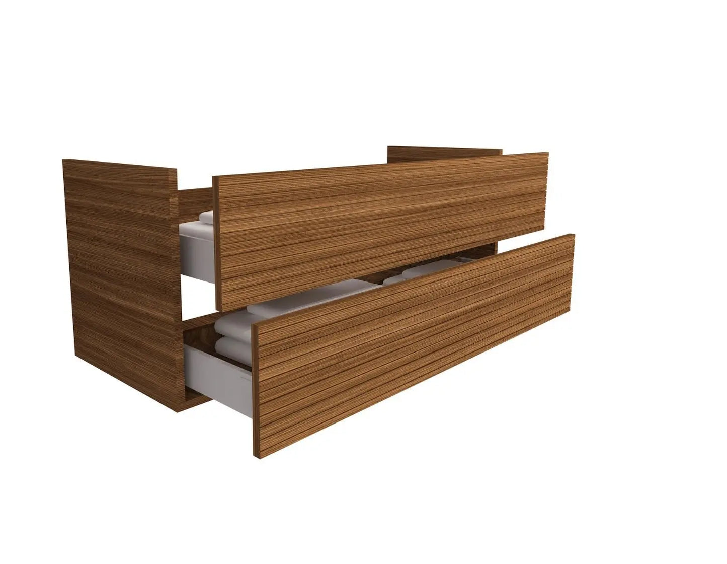 SaniSupreme® HighLine Elite Wastafel Onderkast Badmeubel 120x45x50 cm met Horizontaal Reliëf Walnoot