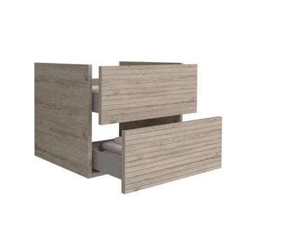 SaniSupreme® HighLine Elite Wastafel Onderkast Badmeubel 60x45x50 cm met Horizontaal Reliëf Licht Hout